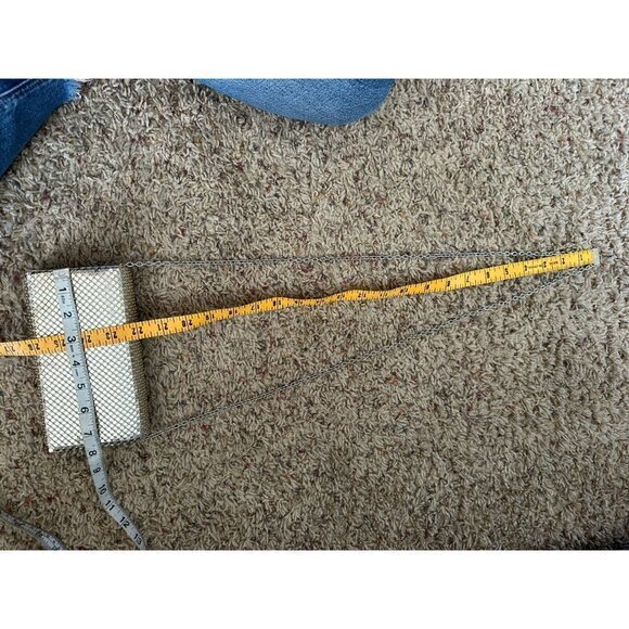 Jessica McClintock Clutch Purse Shoulder Bag Silver Mesh Chain Strap Formal Prom - Picture 6 of 7